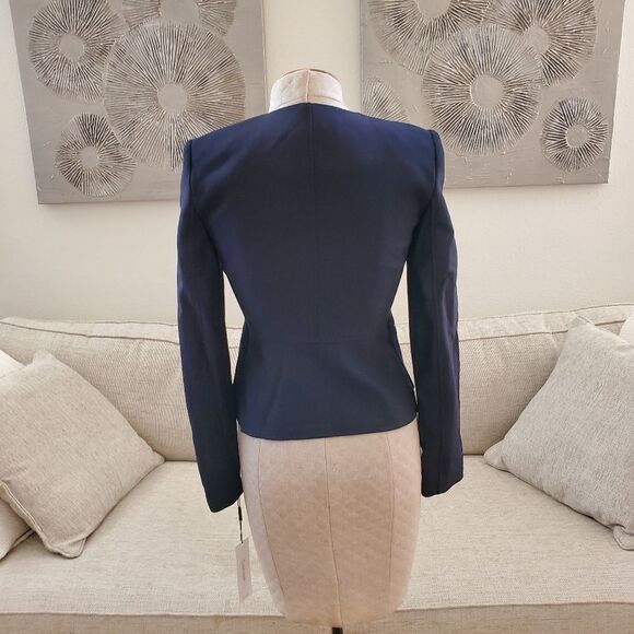 Calvin Klein Twill Zipper-Front Jacket size 4 Petite in Navy - NEW - Picture 9 of 14